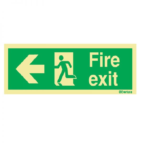 EVERLUX NR 80008 Photoluminescent Fire لافتة خروج ضةئية بسهم أيسر للهروب من الحرائق