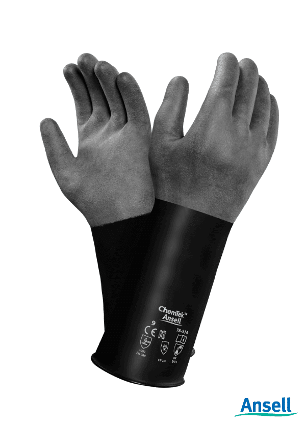 قفازات Ansell AlphaTec 38-514 أسود من غزل البوتيل