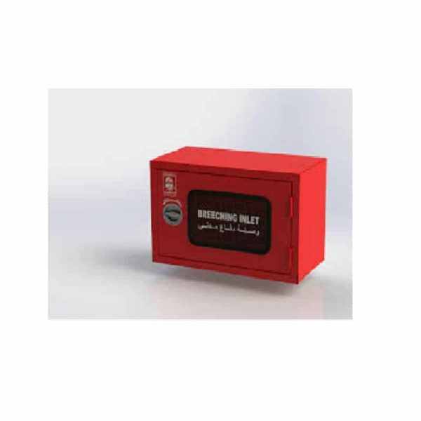 Surface Mount 4 way Breeching Inlet Cabinet MS Red Powder Coated