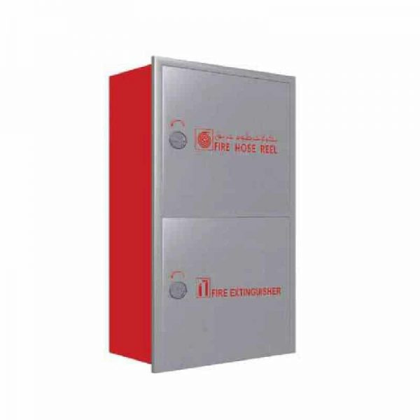 Recessed Type Fire Hose & Extinguisher Cabinet Double Door SS Brush Finish