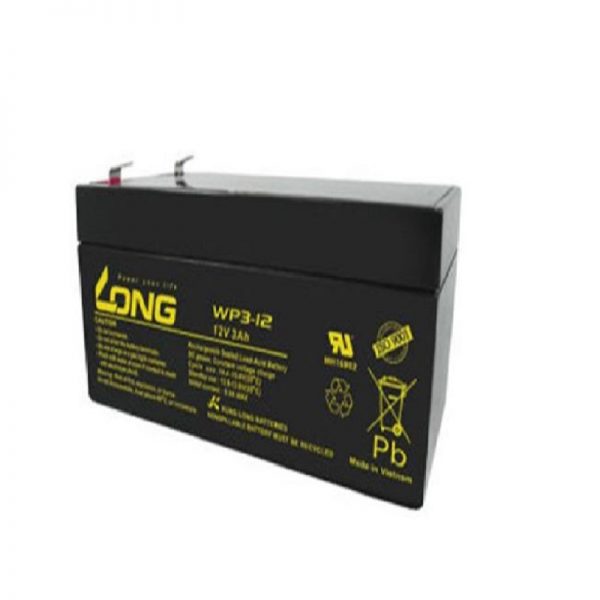 Long WP3-12, 3Ah-12V Valve Regulated Lead Acid Battery (MOQ of 2 Pcs)