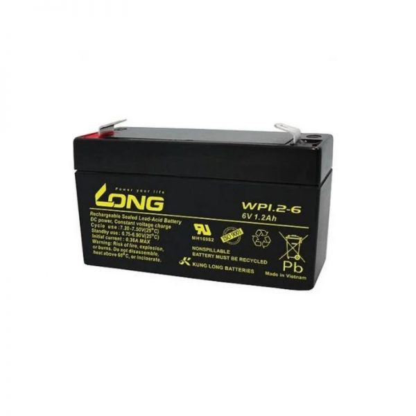 Long WP1.2-6, 1.2Ah, 6V Rechargeable Sealed Lead Acid Battery(MOQ of 2)