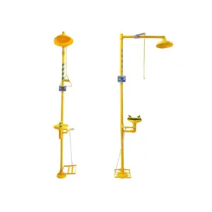 Vaultex STD 6250 GI ABS Lever Operated Safety Shower Eyewash Station Set, Yellow