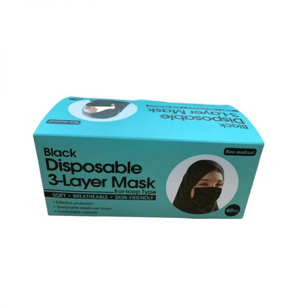 Black Disposable 3-Layer Mask(Ear-Loop Type)