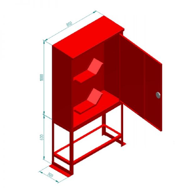 Self-stand fire Hose Single Door Cabinet Full Grp Red Color Finish  with Steel Stand Red Powder Coated Finish 1000MM x 800MM