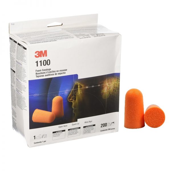 3M 1100 Uncorded Foam Earplugs (200 Pairs Per Packet)