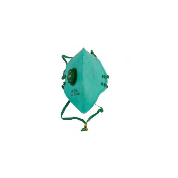 Eyevex ER 1600SLV FFP1Green Foldable Disposable Respirator Mask With Valve - Pack of 25Pcs (MOQ of 2 Packs)