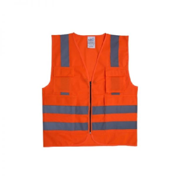 Vaultex SBQ Executive Fabric Vest, 5 Pockets, Reflective Tape and Zip Closure -Orange(Pack of 10)