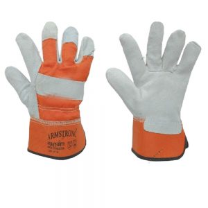 Armstrong IJT10 Single Palm Leather Working Gloves Grey/Orange