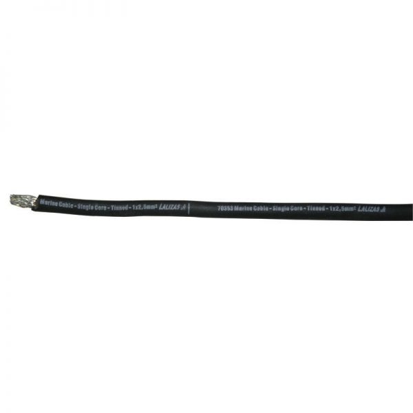 Marine Cable, Single core, Tinned, 1x1,5mm2, black 100Mtrs