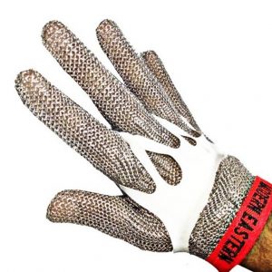 ME MECMG Steel Mesh Glove with Textile Strap and Elastic Grip (Chain Mail Gloves) - Butcher Gloves