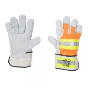 Vaultex COE Single Palm Leather Rigger Gloves With Reflective White/Orange