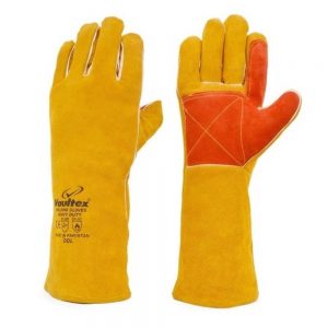 Vaultex DDL Double Palm Leather Welding Gloves - 16 Inch Yellow/Red