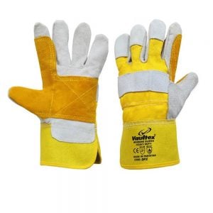 Vaultex DPX Double Palm Leather Gloves Grey/Yellow