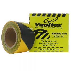 Vaultex FUI Warning Tape Yellow & Black- 70mm X 250 Metres (MOQ of 5 Rolls)