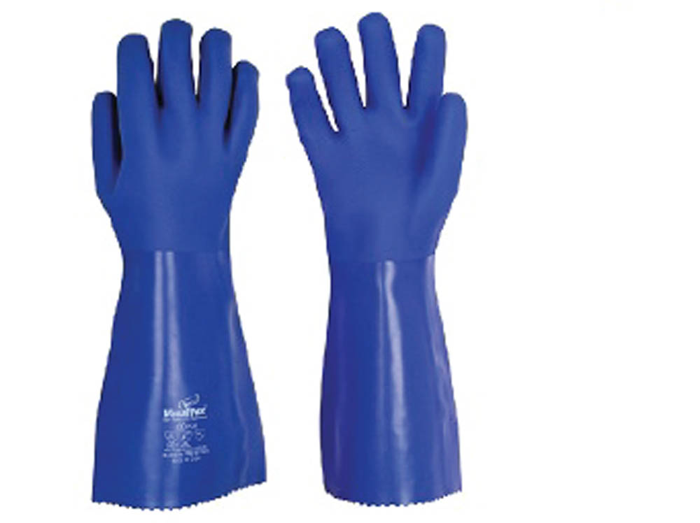 Vaultex MRE Blue Pvc Chemical Gloves 16 Inch Pack of 5 Fire