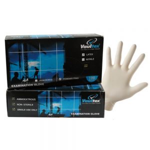 Vaultex TJO Disposable Latex Examination Gloves - Powder-free