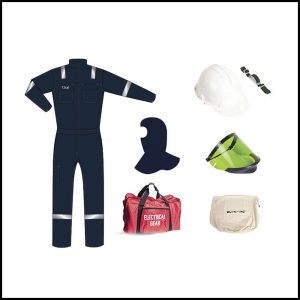 Arc Flash Kit - 12 Cal With Coveralls KIT-AF12-TABL-CVFS-54 Faceshield, Helmet & Balaclava Size: 46-54