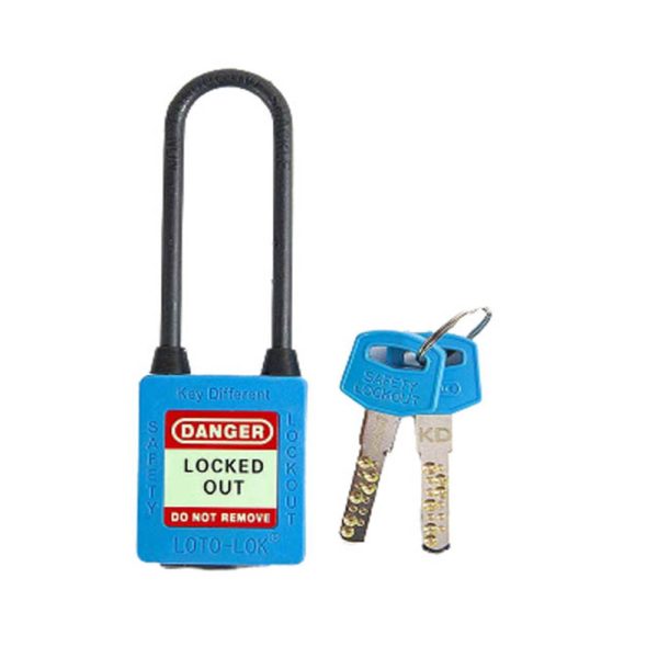 Loto Lok 3PTPBKDL80 Long Shackle 3-PTP Three Point Traceability Padlock - Blue(MOQ of 2 Pcs)