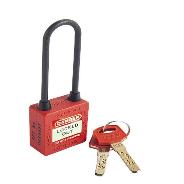 Loto Lok 3PTPRKDL80 Long Shackle 3-PTP Three Point Traceability Padlock - Red(MOQ of 5 Pcs)