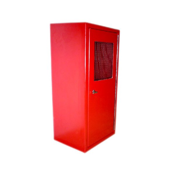 Single Door Fire Extinguisher Cabinet 820 mm x 350 mm x 270 mm with SS 304 Hinges and Panel lock - Red color