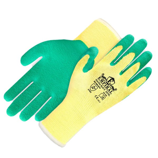 Empiral E124573322 Gorilla Bull II Palm Coated, Latex {Natural Rubber) Glove XLarge Yellow/Green(MOQ OF 12 Pairs)