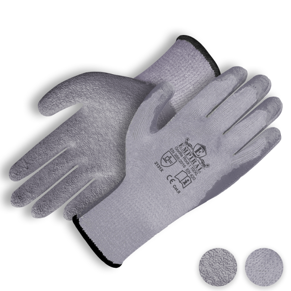 Empiral E124573020 Gorilla ROCK I 2-Ply Dark Grey Polycotton with Grey Crinkled Latex Palm Coated Glove Medium(MOQ OF 24 Pairs)