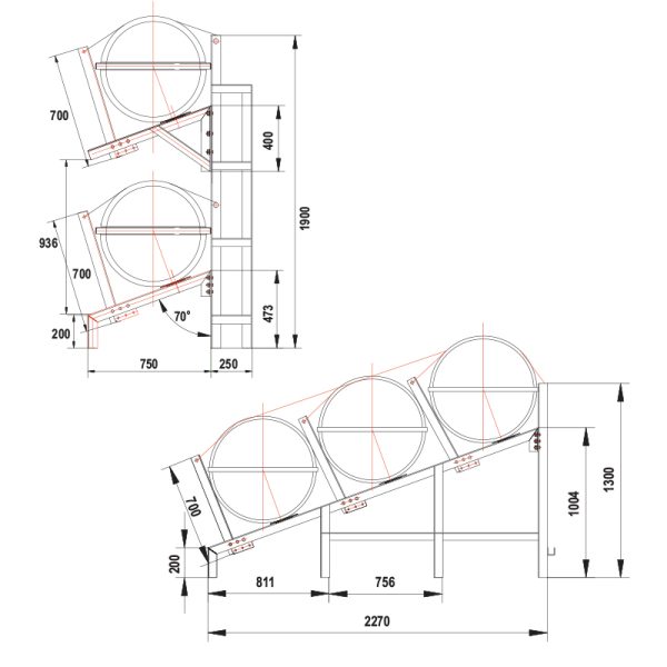 Lalizas - Cradle for SOLAS OCEANO, 2-Tier, 30-35A