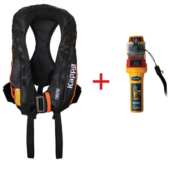 Lalizas - Kappa Inflatable Lifejacket Auto, 180N, ISO 12402-3 with Ocean Signal MOB1, set