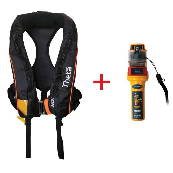 Lalizas - Theta Inflatable Lifejacket Auto, 290N, ISO 12402-2 with Ocean Signal MOB1, set
