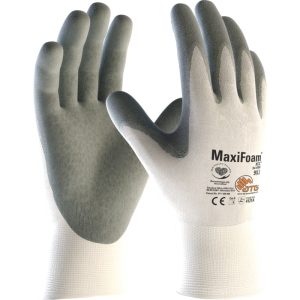MaxiFoam - Palm Coated White Grip Gloves - 1mm (MOQ of 10)