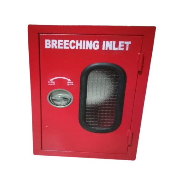 Recessed Type 4 Way Breeching Inlet Cabinet Single Door with Wired Glass