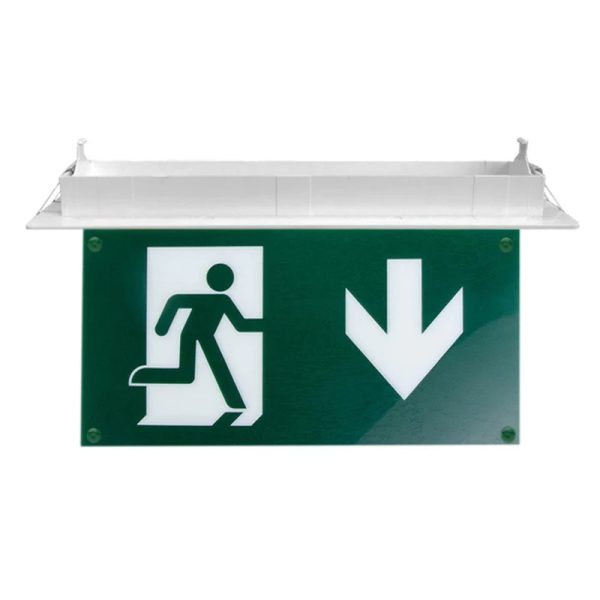 ARQ - Exit Light Down Side Arrow Recessed Mounted