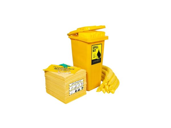 Spill Kit in Wheelie Bin for Chemical, 120 Liters