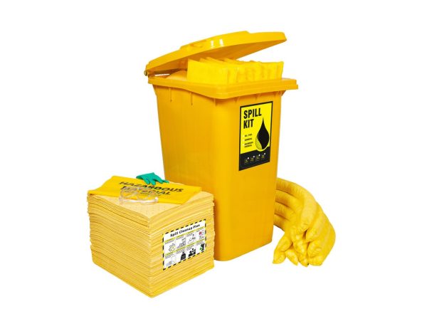 Spill Kit in Wheelie Bin for Chemical, 240 Liters