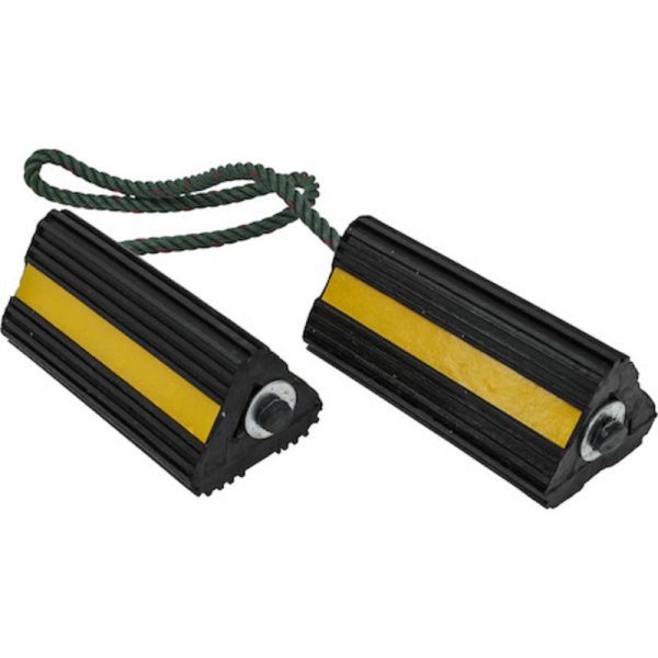 Rubber Aviation Wheel Chock Set, Black/Yellow - 210 x 110 x 100mm