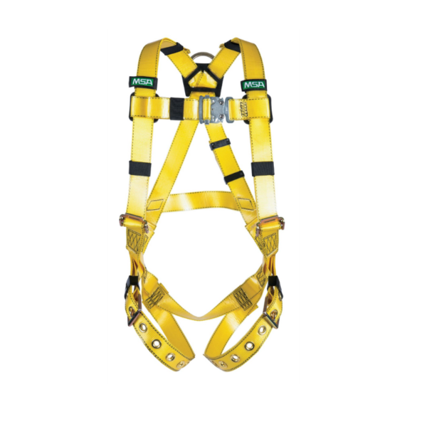 MSA - Gravity Coated Web Harness Vest-Type with Back D-Ring, Tongue Buckle Leg Straps Standard, Yellow - 10155871