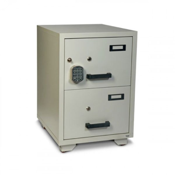 Valberg - FC 2E-KK Fire Resistant 2 Drawer Filing Cabinet with Digital & Keylock, 825 x 545 x 653mm
