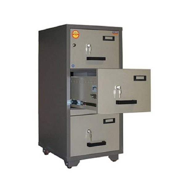 Valberg - FC 3K-KK Fire Resistant Filing Cabinet 3 Drawers and 3 Key Lock, 1163 x 545 x 653mm