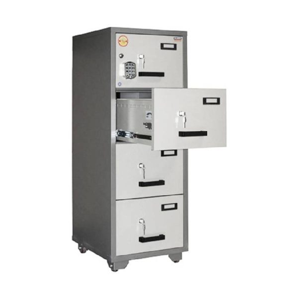 Valberg - FC 4E-KK Fire Resistant Filing Cabinet, 4 Drawers, Digital Lock + Keylock, 1500 x 545 x 653mm