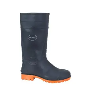 Vaultex BLS Safety Gumboot With Steel Toe - Black With Orange Sole (Size 38-46)