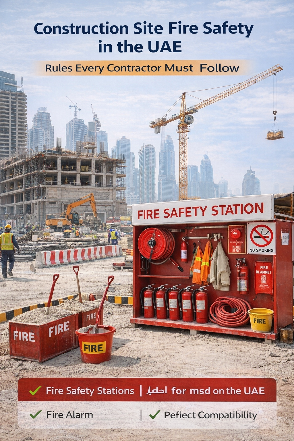 Construction site fire safety station in UAE